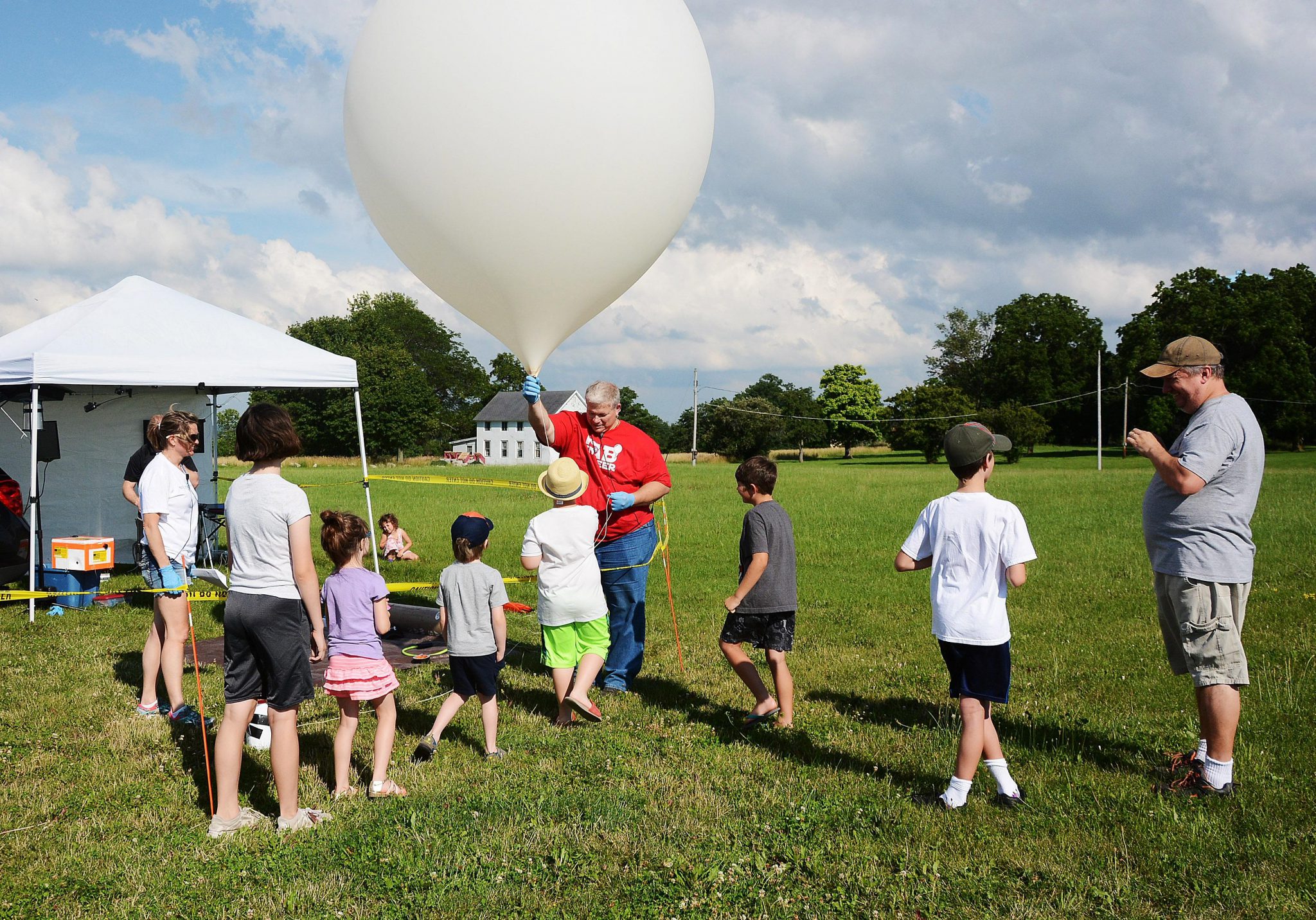 Kids enjoying our weather balloon launch operations!
