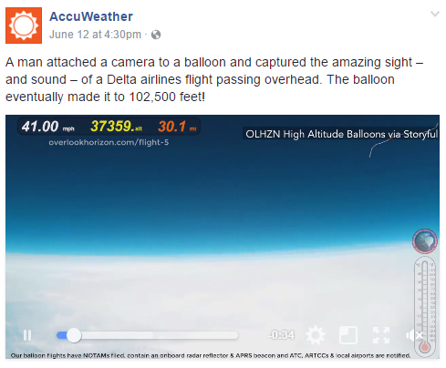 Weather balloon GoPro captures Airbus A319 flyby