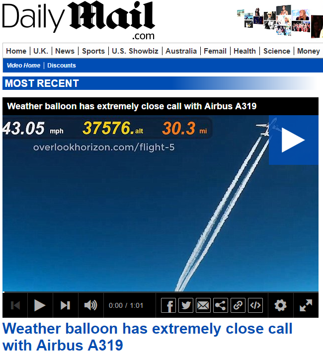 Weather balloon has extremely close call with Airbus A319