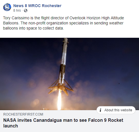 NASA invites Canandaigua man to see SpaceX Falcon 9 rocket launch