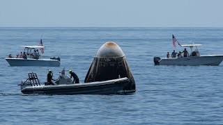 SpaceX Splashdown Gets Unexpected Boaters Encroaching on DM-2 Recovery