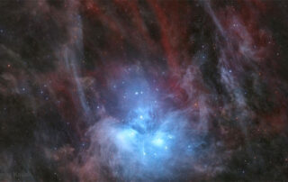 The Pleiades in Red and Blue