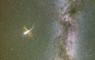 Milky Way and Exploding Meteor