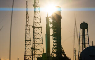 Sun sets on Full Artemis II Stack at Launch Pad 39B Anamorphic