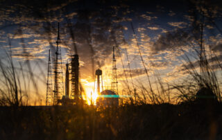Sun sets on Full Artemis II Stack at Launch Pad 39B Anamorphic