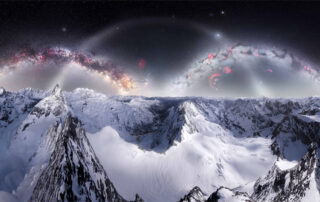 Three Sky Arches over Snowy Alps